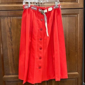 VTG Ladies Wool Pleated Skirt 10 Tomato Red